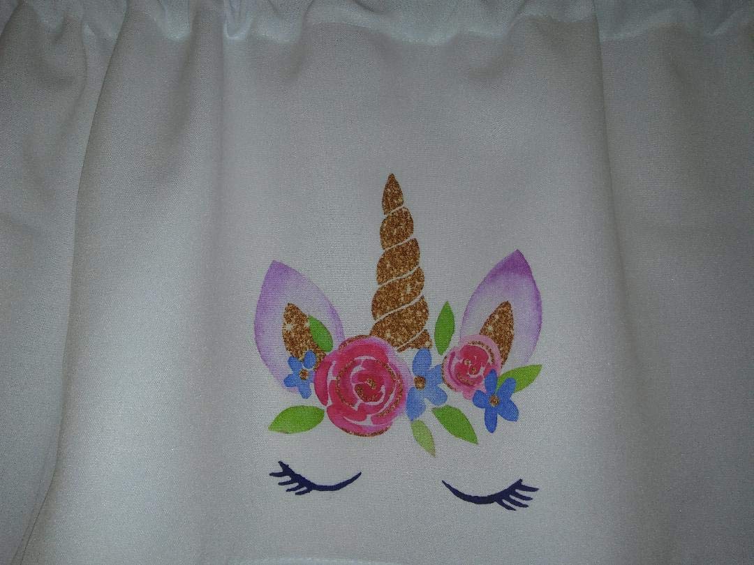 Unicorns valance curtain Solid White valance, sublimation on fabric 58 inches wide, Girls room window treatment decor, Baby Nursery Decor, Fabric