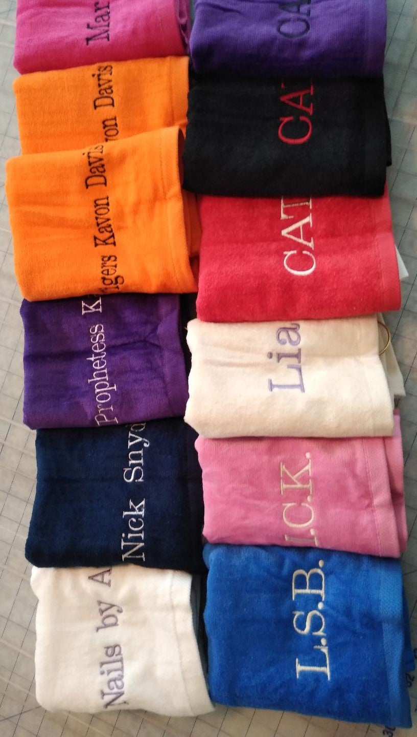Personalized embroidered towels, Custom name, personal or gift, Gym, sport, teams , golf , bowling ,many colors