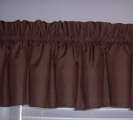 Brown Valance Curtain Window Treatment, 58 Inches Wide Custom rod Pocket and long.
