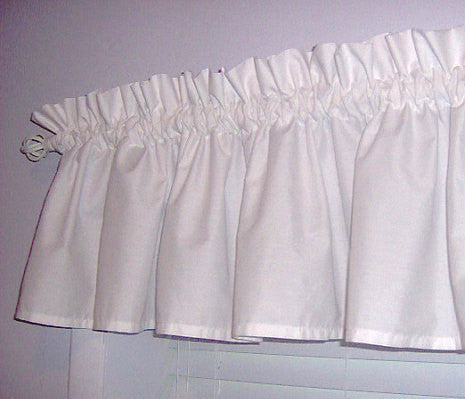 Solid White Valance Curtain Window Treatment, 58 Inches Wide, Custom rod Pocket and long. Free Shipping