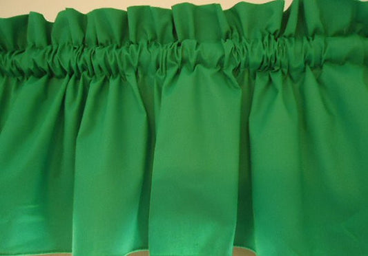 Kelly green Valance Curtain Window Treatment, 58 Inches Wide Custom rod Pocket and long. f.shipping