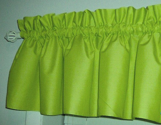 Lime green Valance Curtain Window Treatment, 58 Inches Wide Custom rod Pocket and long. f.shipping
