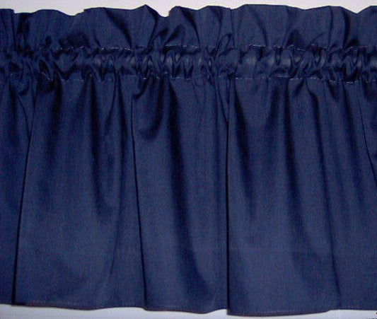 Navy Blue Valance Curtain Window Treatment, 58 Inches Wide Custom rod Pocket and long. Free