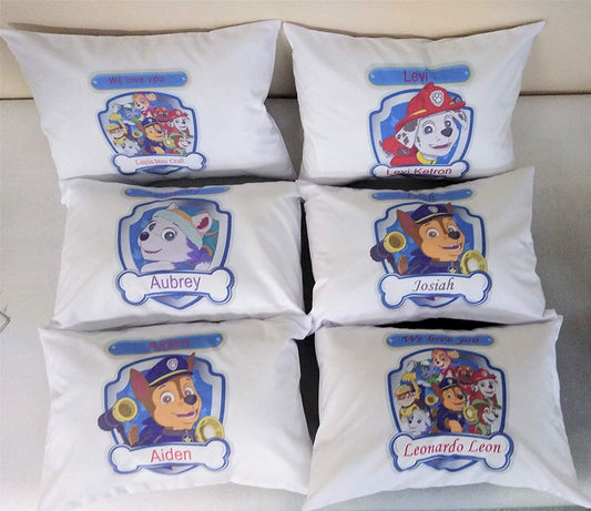 Paw Patrol Personalized boy & girl PILLOWCASE with pillow, Size 12"x 16", throw pillow, travel, bed, stroller, Toddlers. Kids, daycare nap. Custom, Kids Birthday Gift