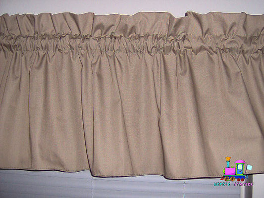 Khaki tan Valance Curtain Window Treatment, 58 Inches Wide Custom rod Pocket and long. free shipping